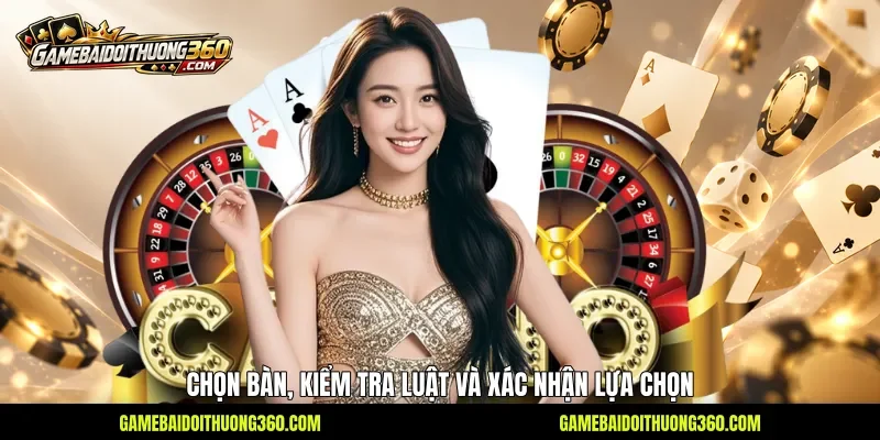 Chọn bàn, kiểm tra luật và xác nhận lựa chọn Chọn bàn, kiểm tra luật và xác nhận lựa chọn