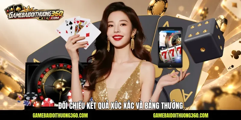 Đối chiếu kết quả xúc xắc và bảng thưởng