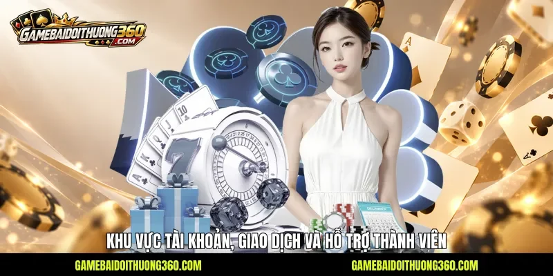 Khu vực tài khoản, giao dịch và hỗ trợ thành viên